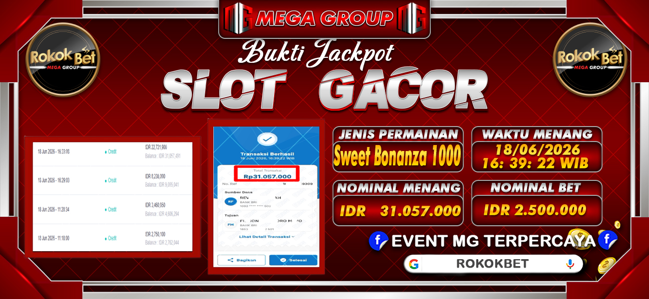 Bukti JP situs Rokokbet hari Kamis, 18 Juni 2026